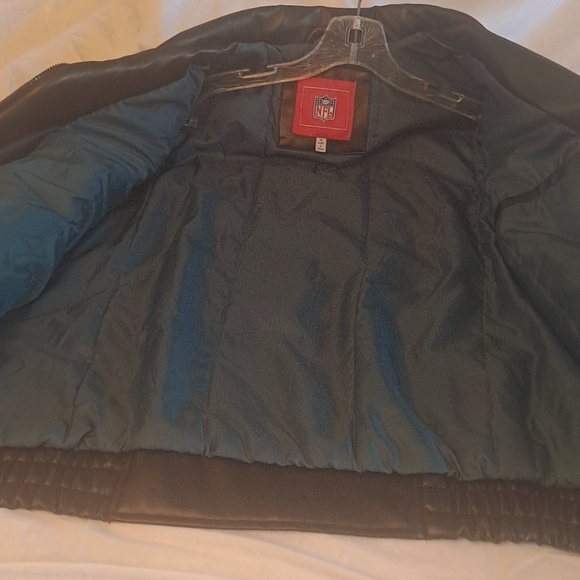 Authentic NFL Eagles Men's Leather Bomber Jacket - Practically New - M - Picture 4 of 5